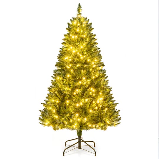 Costway 5 ft Pre-Lit Artificial Christmas Tree, Warm White LED Lights
